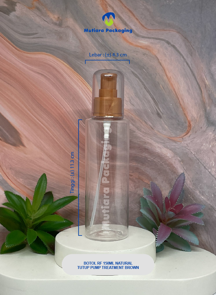 BOTOL RF 150ML NATURAL  TUTUP PUMP TREATMENT BROWN