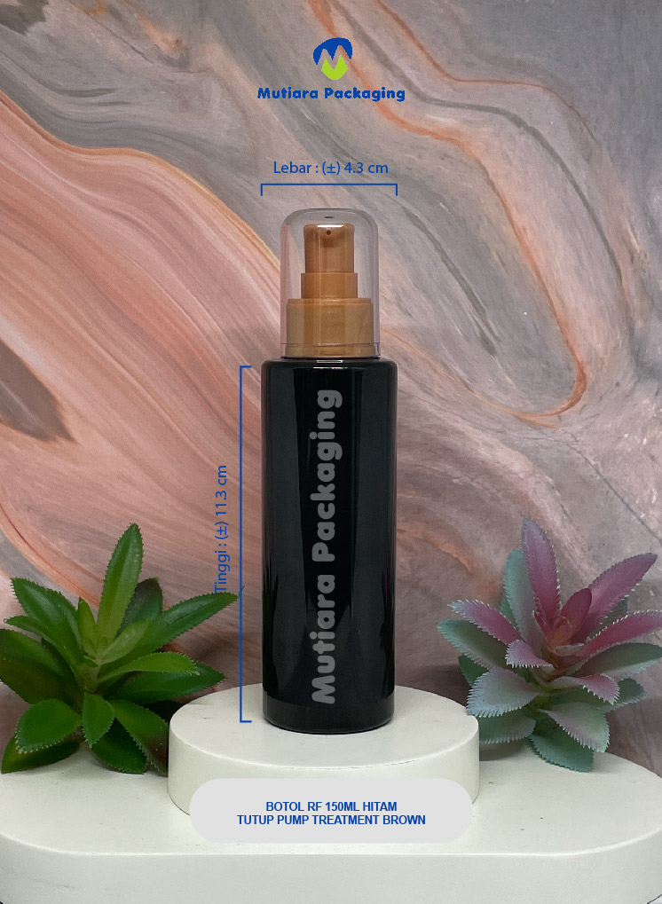 BOTOL RF 150ML  HITAM TUTUP PUMP TREATMENT BROWN