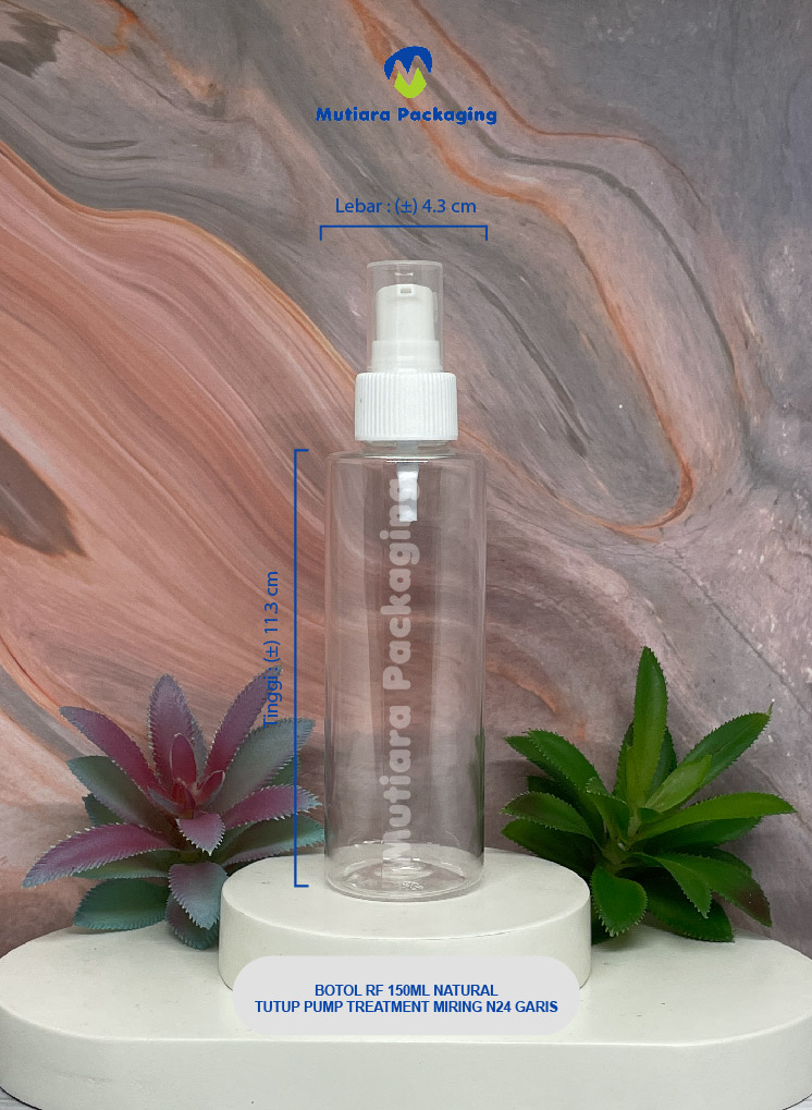 BOTOL RF 150ML NATURAL  TUTUP PUMP TREATMENT MIRING N24 GARIS