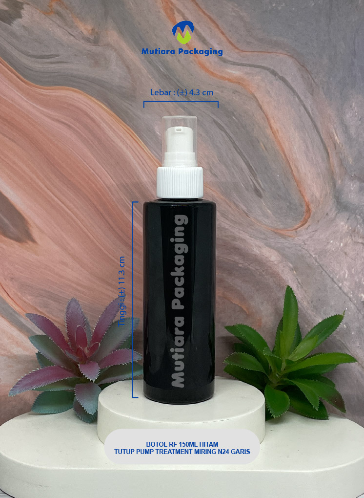 BOTOL RF 150ML  HITAM TUTUP PUMP TREATMENT MIRING N24 GARIS