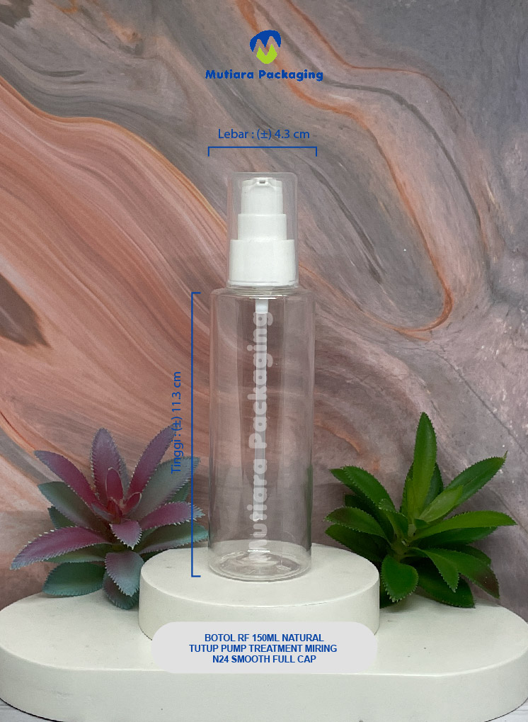 BOTOL RF 150ML NATURAL  TUTUP PUMP TREATMENT MIRING N24 SMOOTH FULLCAP