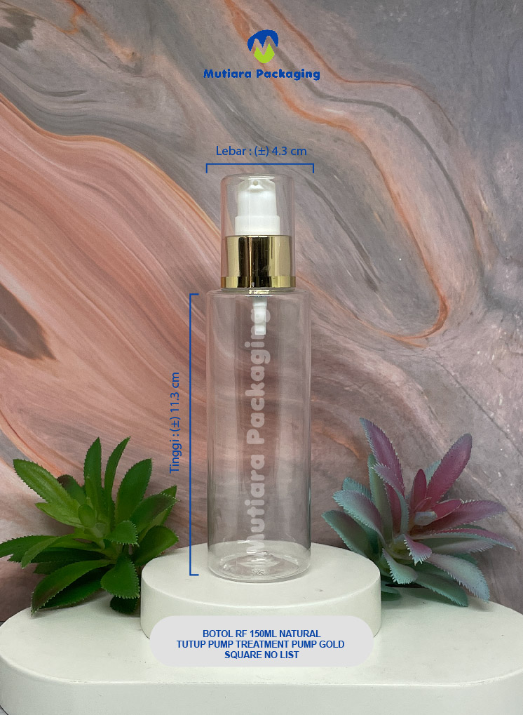 BOTOL RF 150ML NATURAL  TUTUP PUMP GOLD SQUARE  NOLIST