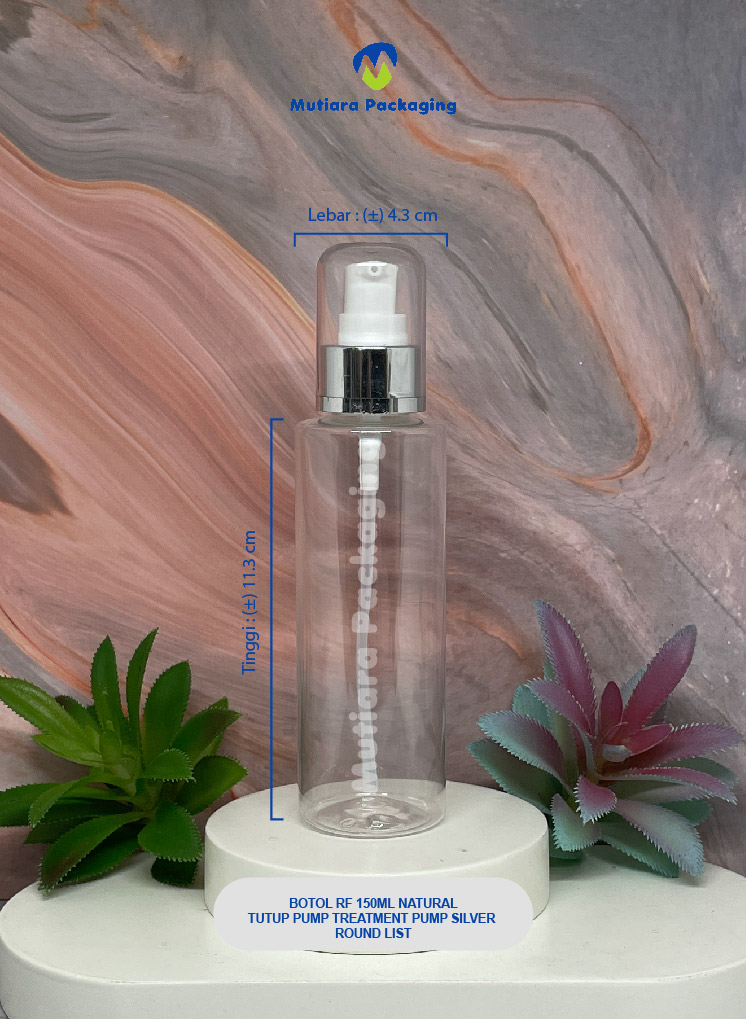 BOTOL RF 150ML NATURAL  TUTUP PUMP SILVER ROUND LIST
