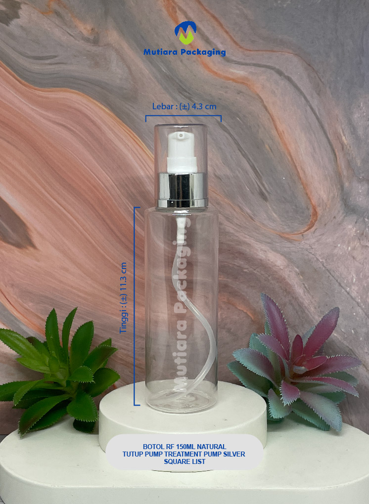 BOTOL RF 150ML NATURAL  TUTUP PUMP SILVER SQUARE LIST