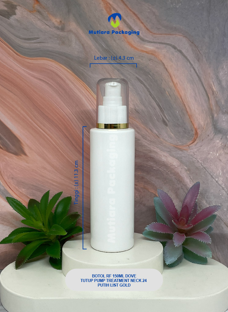 BOTOL RF 150ML  DOVE TUTUP PUMP TREATMENT NECK 24 PUTIH LIST GOLD