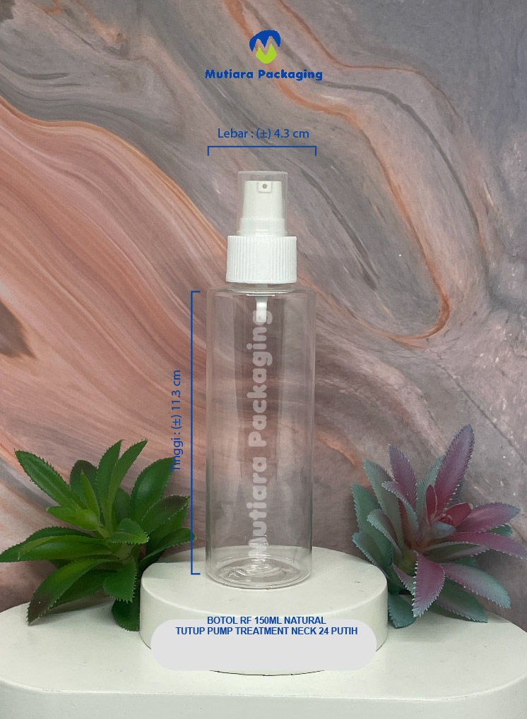 BOTOL RF 150ML NATURAL  TUTUP PUMP TREATMENT NECK 24 PUTIH 