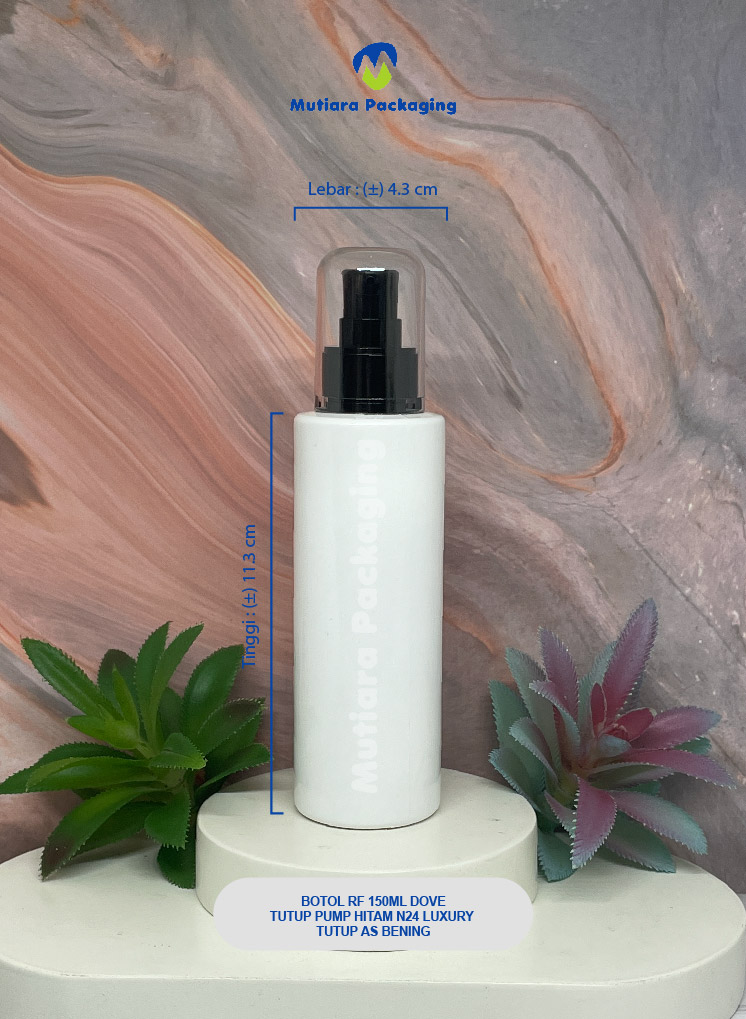 BOTOL RF 150ML  DOVE TUTUP PUMP HITAM N24 LUXURY TUTUP AS BENING
