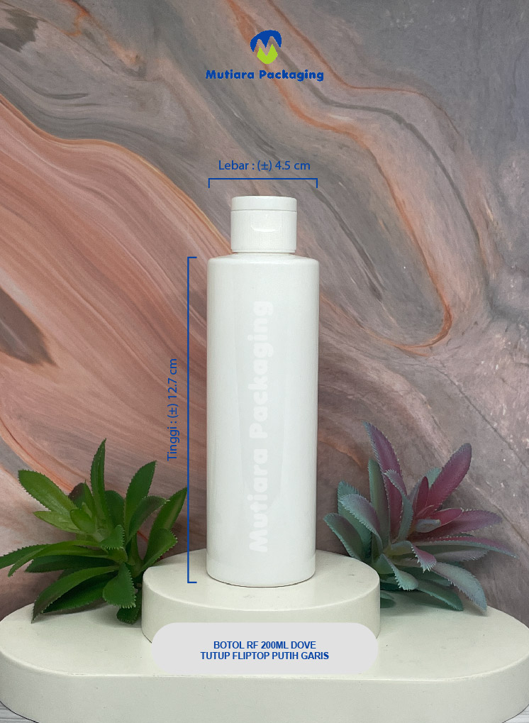 BOTOL RF 200ML  DOVE TUTUP PUMP FLIPTOP PUTIH GARIS