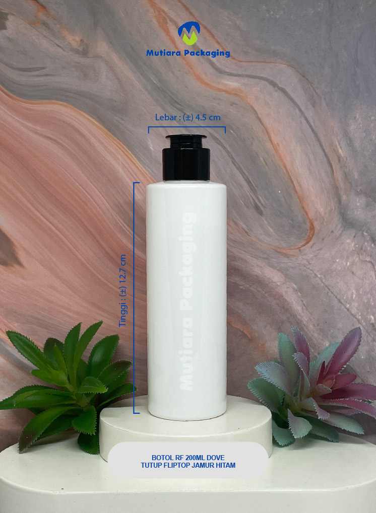 BOTOL RF 200ML  DOVE TUTUP FLIPTOP JAMUR HITAM