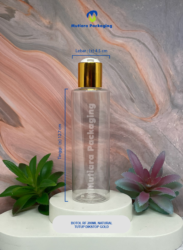 BOTOL RF 200ML NATURAL  TUTUP DISKTOP GOLD