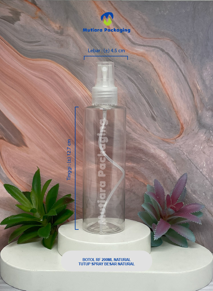 BOTOL RF 200ML NATURAL  TUTUP SPRAY BESAR NATURAL