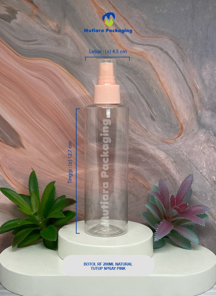BOTOL RF 200ML NATURAL  TUTUP SPRAY PINK