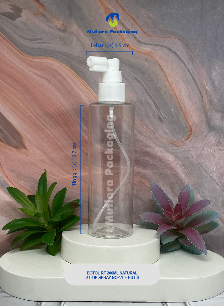 BOTOL RF 200ML NATURAL  TUTUP SPRAY NOZZLE PUTIH