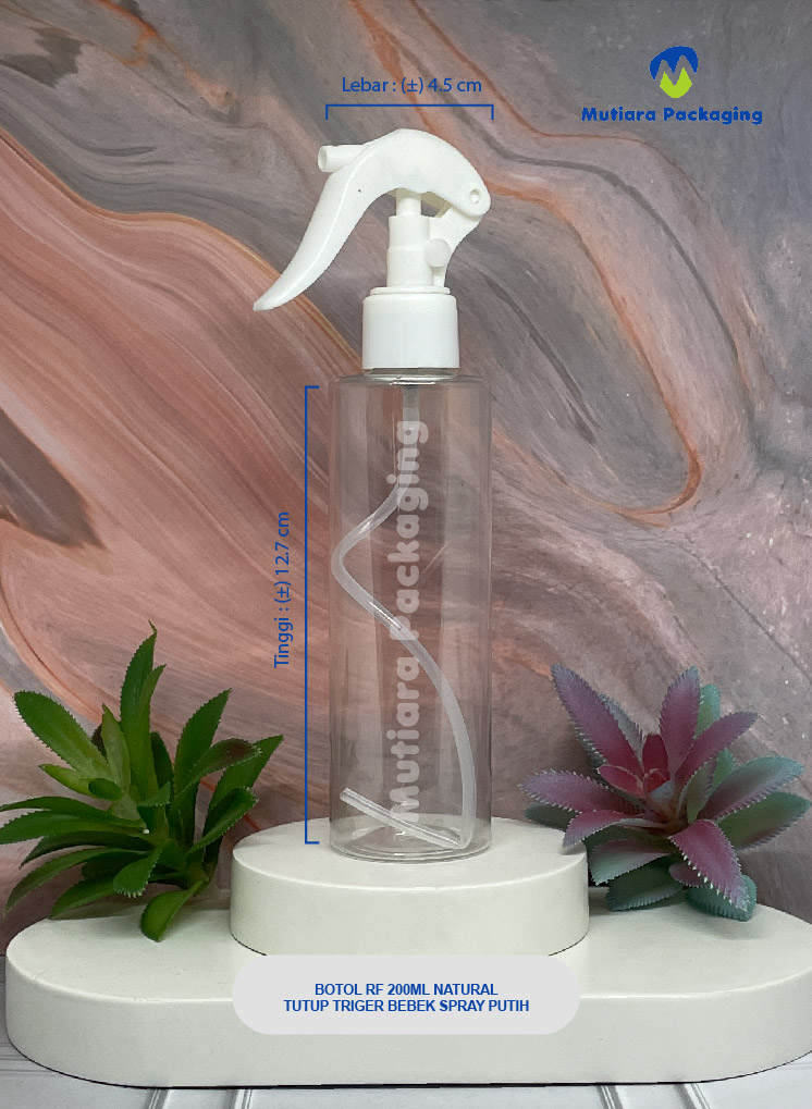 BOTOL RF 200ML NATURAL  TUTUP TRIGER BEBEK SPRAY PUTIH