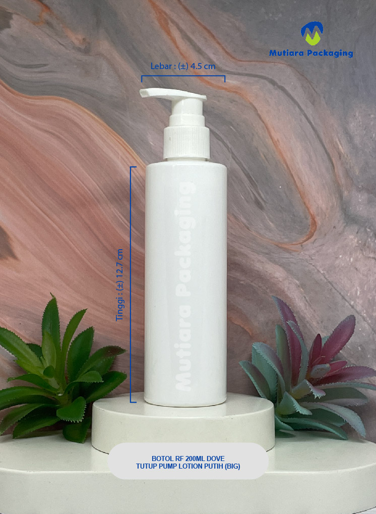 BOTOL RF 200ML  DOVE TUTUP  PUMP LOTION PUTIH (BIG)