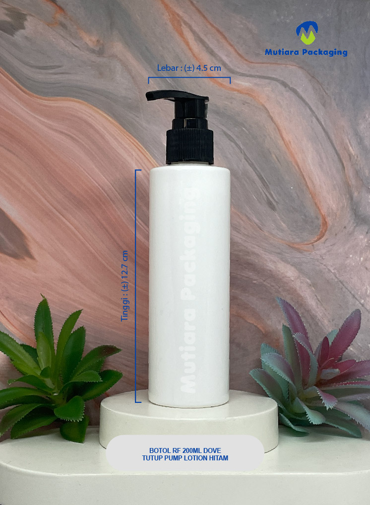 BOTOL RF 200ML  DOVE TUTUP  PUMP LOTION HITAM