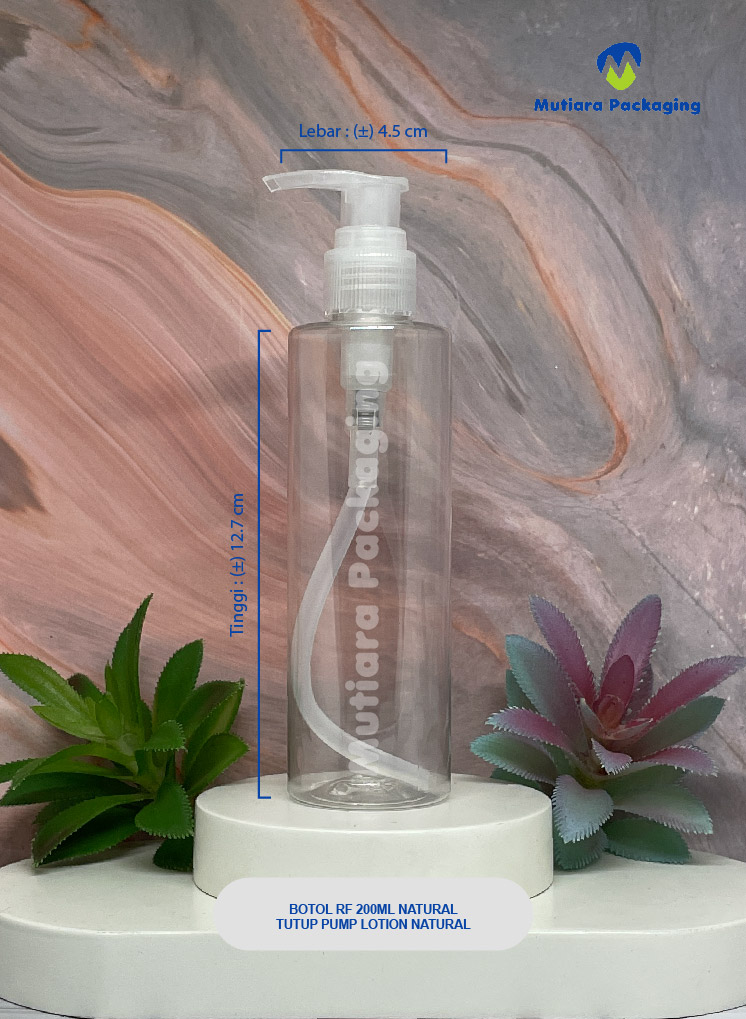BOTOL RF 200ML NATURAL  TUTUP  PUMP LOTION NATURAL