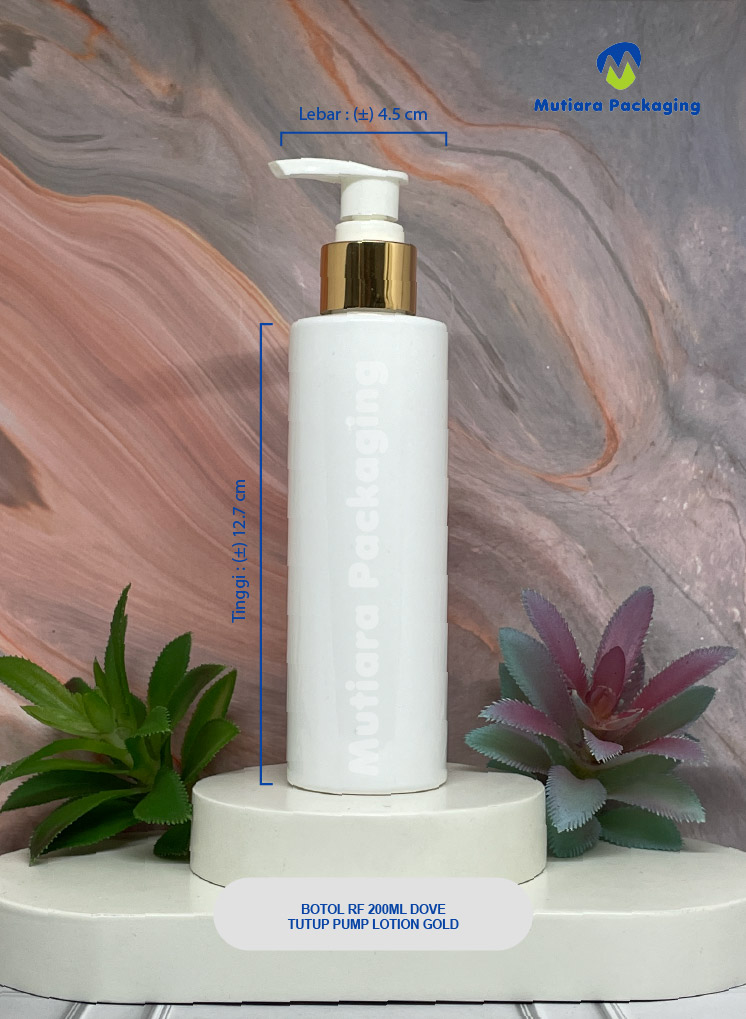 BOTOL RF 200ML DOVE  TUTUP PUMP LOTION LIST GOLD