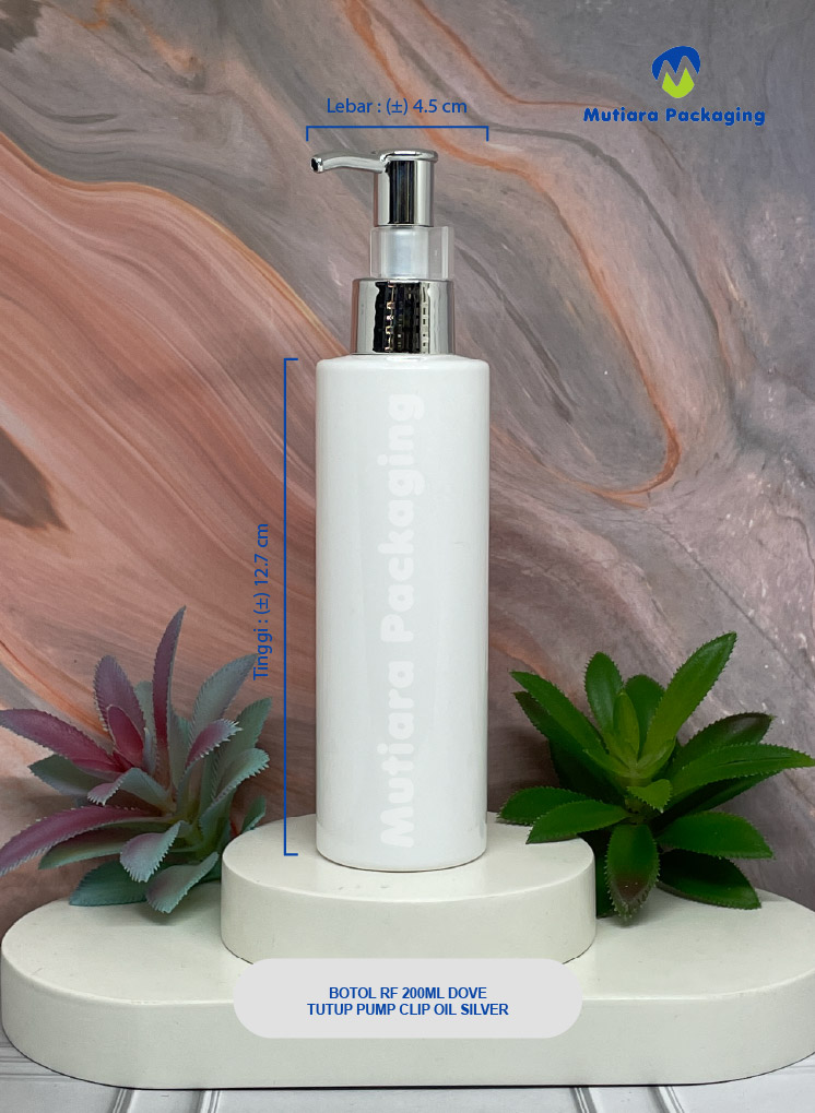 BOTOL RF 200ML DOVE  TUTUP PUMP CLIP OIL N24 SILVER