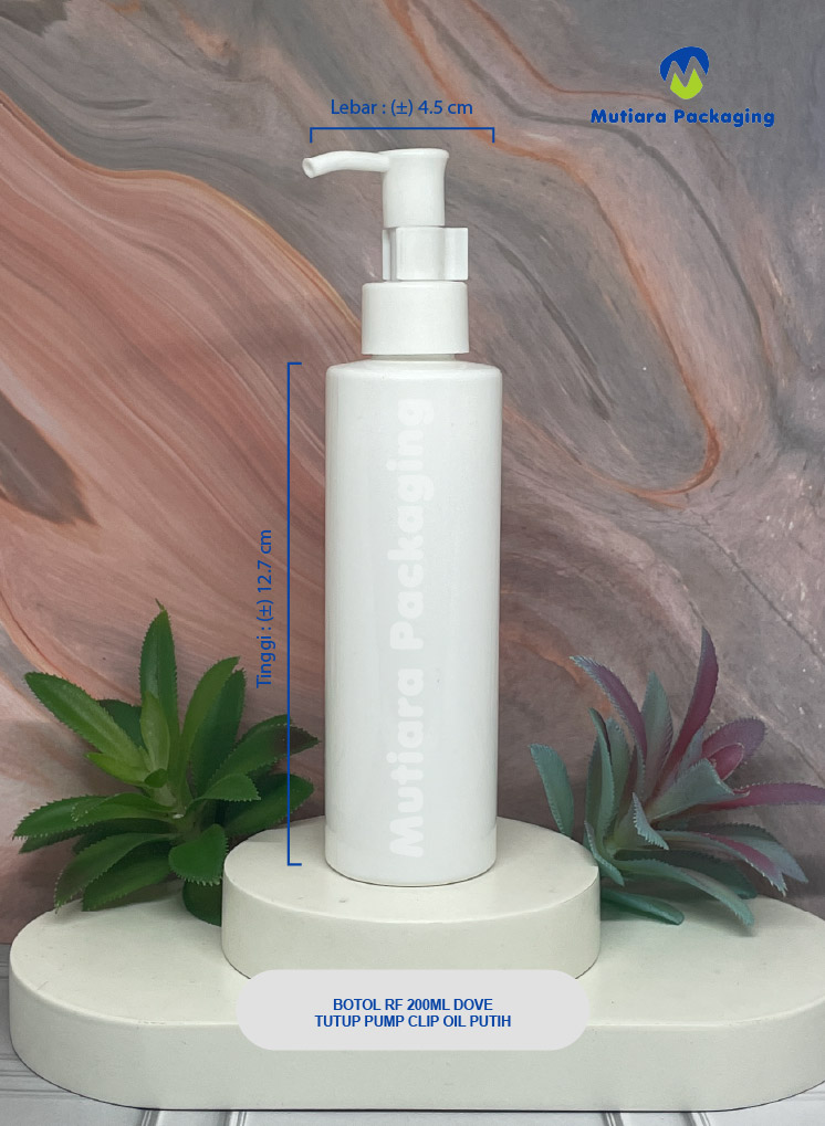 BOTOL RF 200ML DOVE  TUTUP PUMP CLIP OIL N24 PUTIH