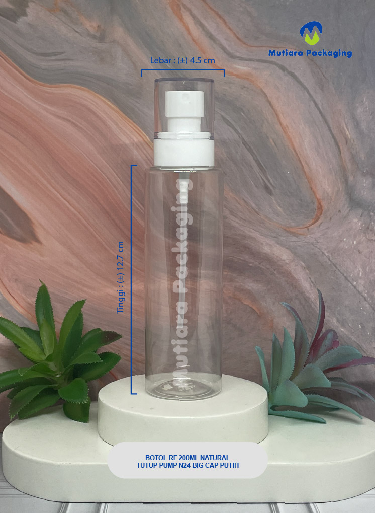 BOTOL RF 200ML NATURAL TUTUP PUMP N24 BIG CAP PUTIH