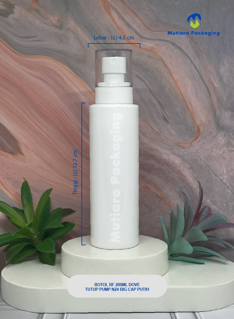 BOTOL RF 200ML DOVE  TUTUP PUMP N24 BIG CAP PUTIH