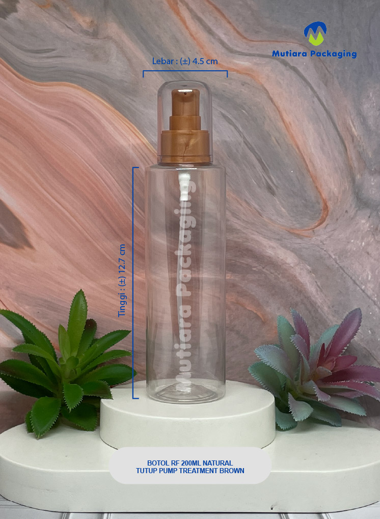BOTOL RF 200ML NATURAL TUTUP PUMP TREATMENT BROWN