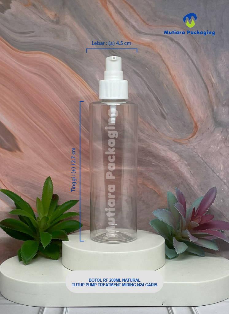 BOTOL RF 200ML NATURAL TUTUP PUMP TREATMENT MIRING N24 GARIS