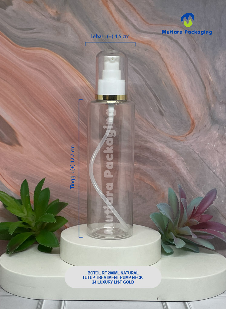 BOTOL RF 200ML NATURAL TUTUP TREATMENT PUMP NECK 24 LUXURY LIST GOLD