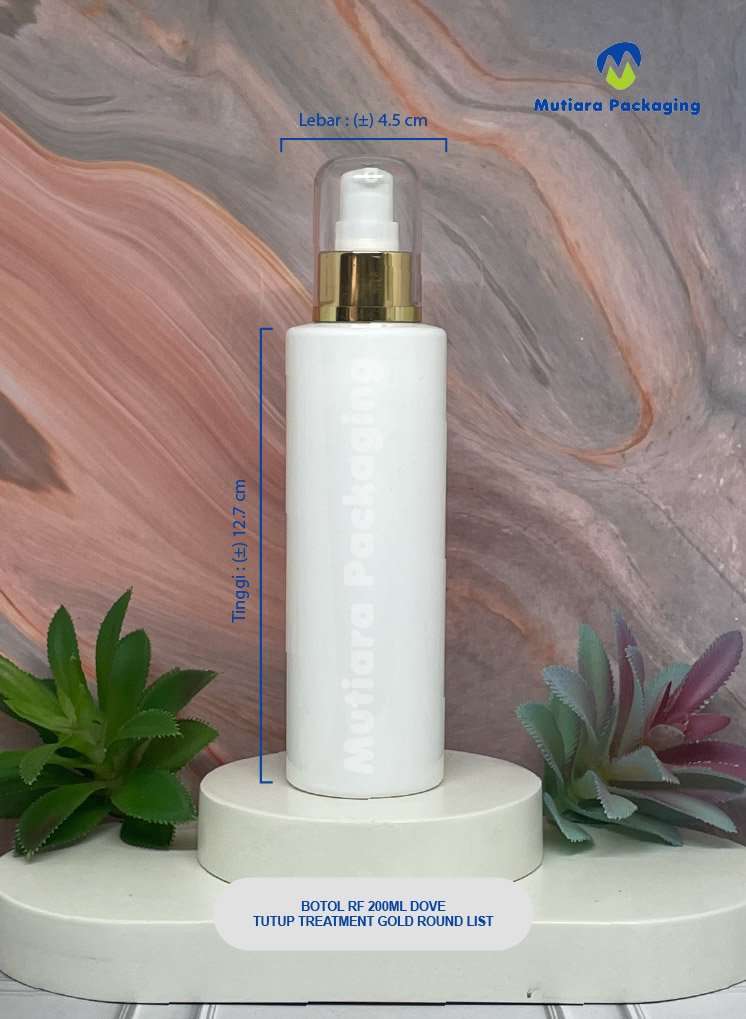 BOTOL RF 200ML DOVE  TUTUP  PUMP GOLD ROUND LIST