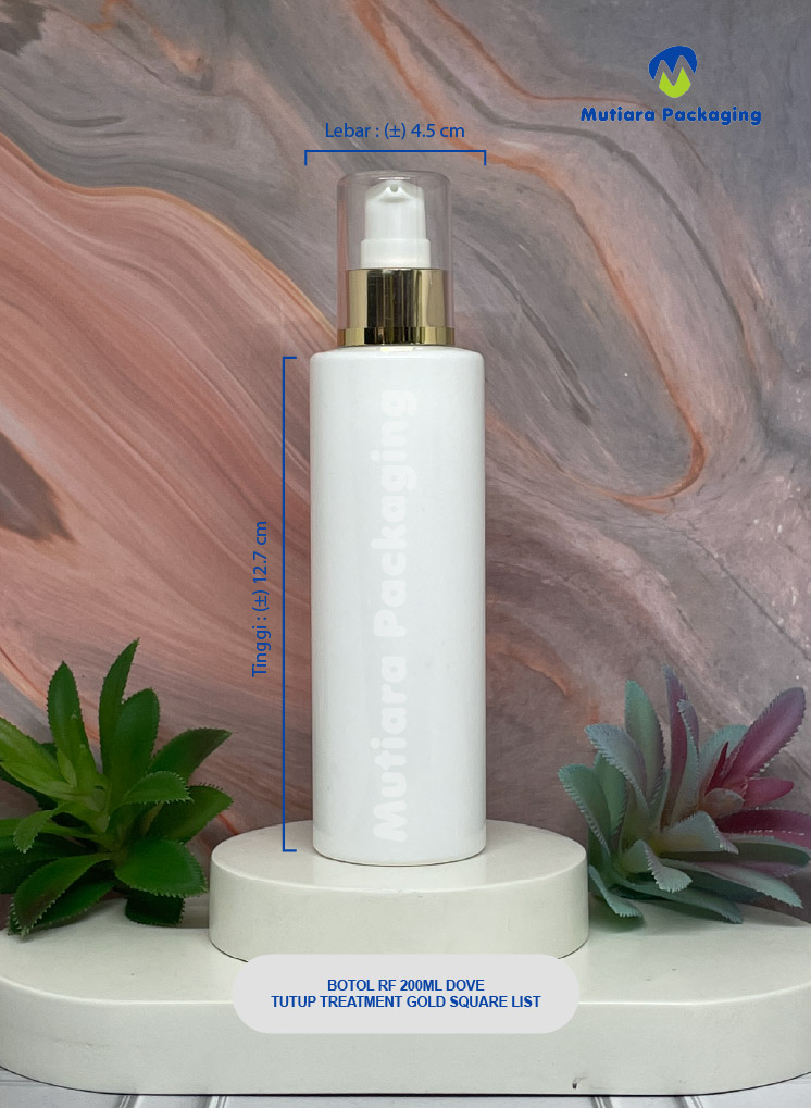 BOTOL RF 200ML DOVE  TUTUP  PUMP GOLD SQUARE LIST