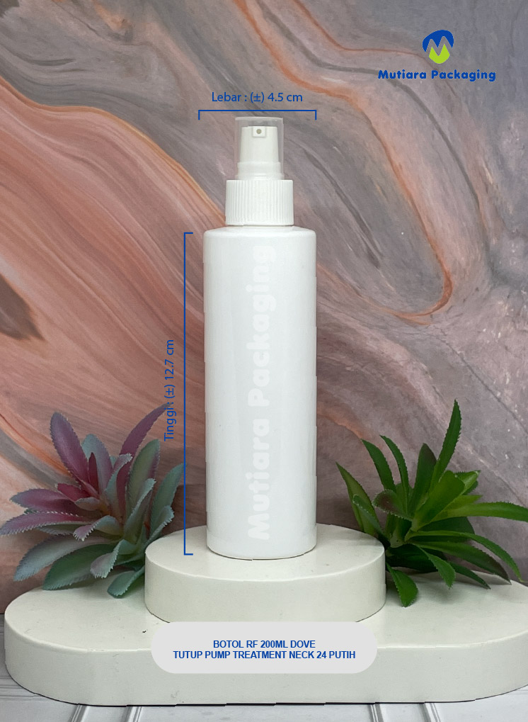 BOTOL RF 200ML DOVE  TUTUP  PUMP TREATMENT NECK 24 PUTIH