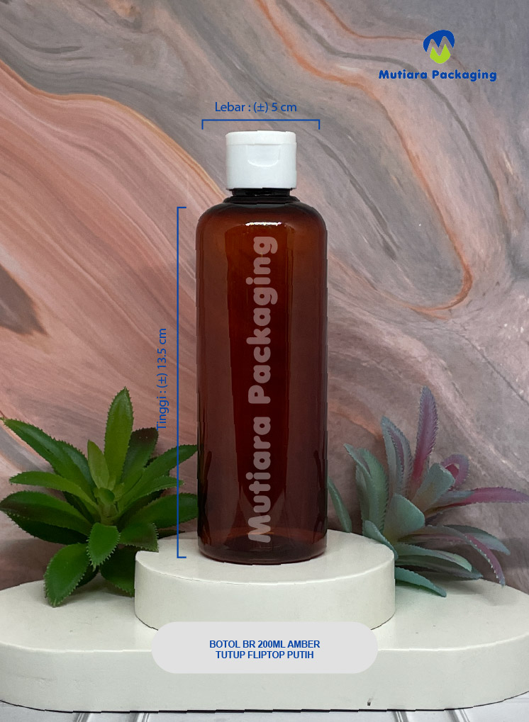 BOTOL BR 200 ML AMBER TUTUP FLIPTOP PUTIH