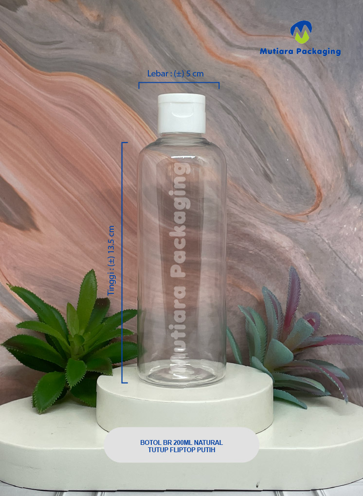 BOTOL BR 200 ML NATURAL TUTUP FLIPTOP PUTIH