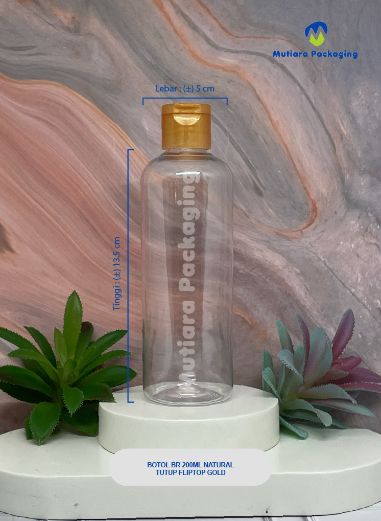 BOTOL BR 200 ML NATURAL TUTUP FLIPTOP GOLD
