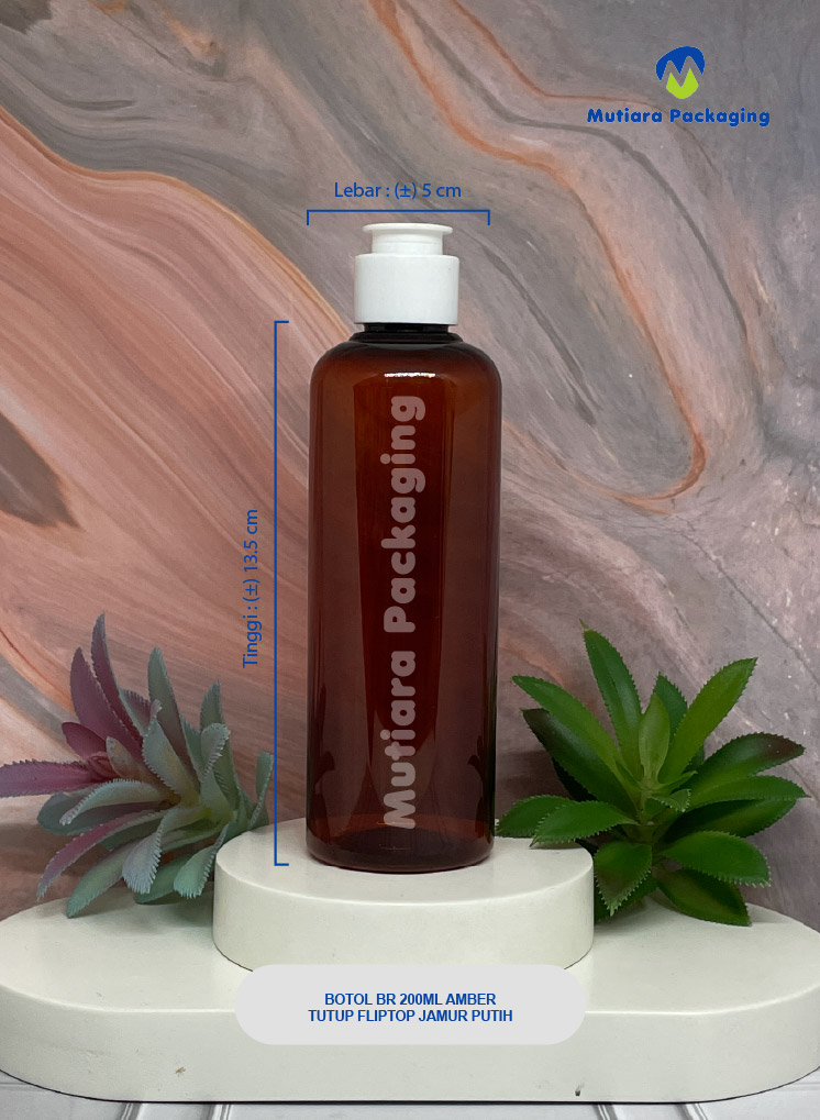 BOTOL BR 200 ML AMBER TUTUP FLIPTOP JAMUR PUTIH
