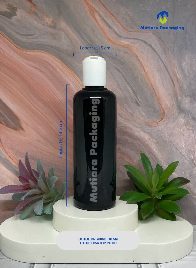 BOTOL BR 200 ML HITAM TUTUP DISKTOP PUTIH