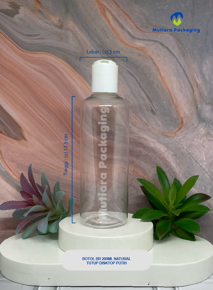 BOTOL BR 200 ML NATURAL TUTUP DISKTOP PUTIH