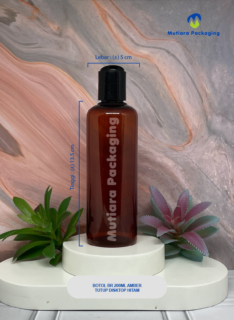 BOTOL BR 200 ML AMBER TUTUP DISKTOP HITAM