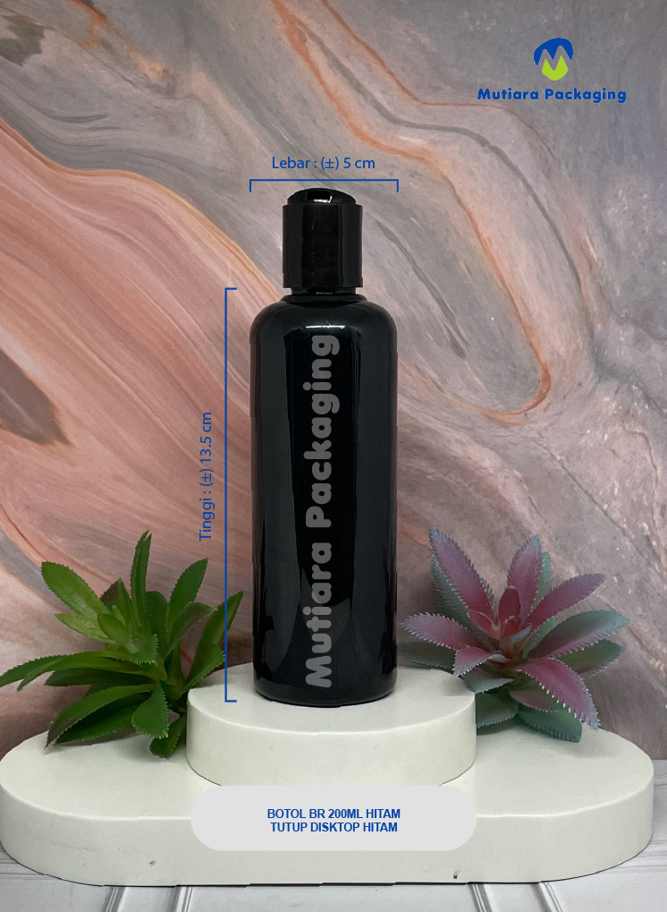 BOTOL BR 200 ML HITAM TUTUP DISKTOP HITAM