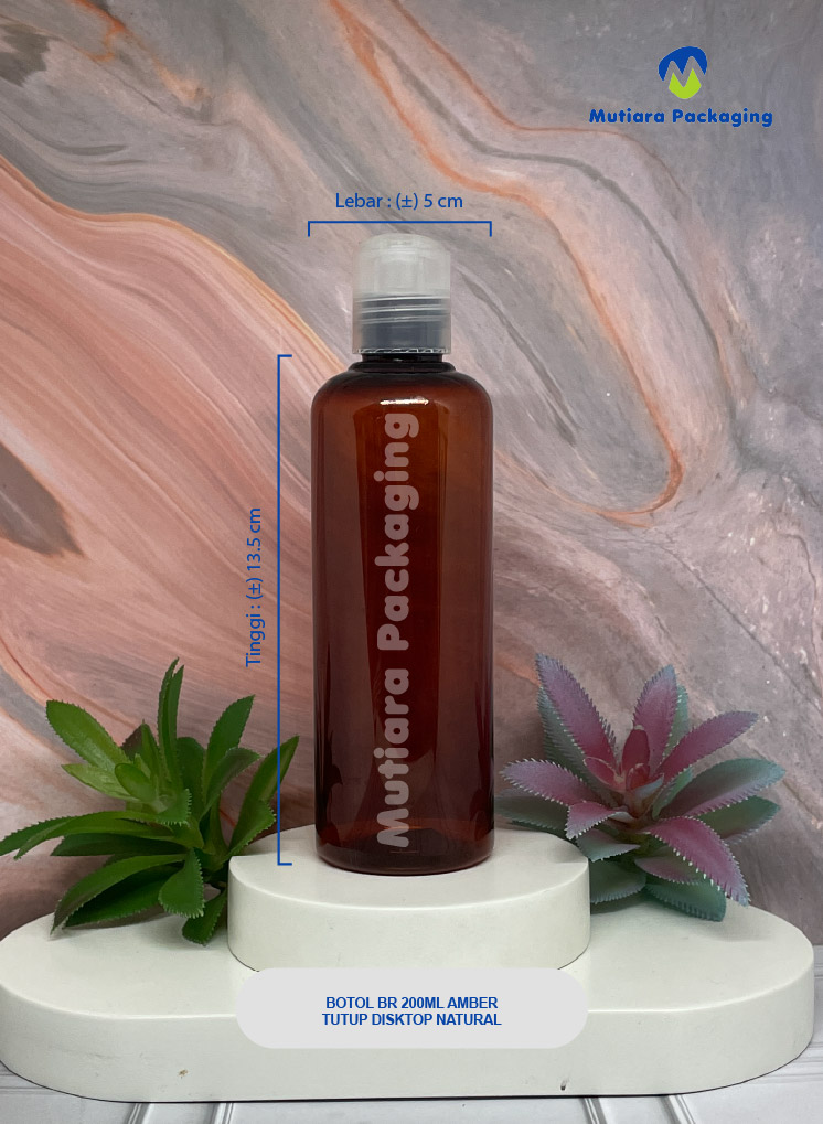 BOTOL BR 200 ML AMBER TUTUP DISKTOP NATURAL