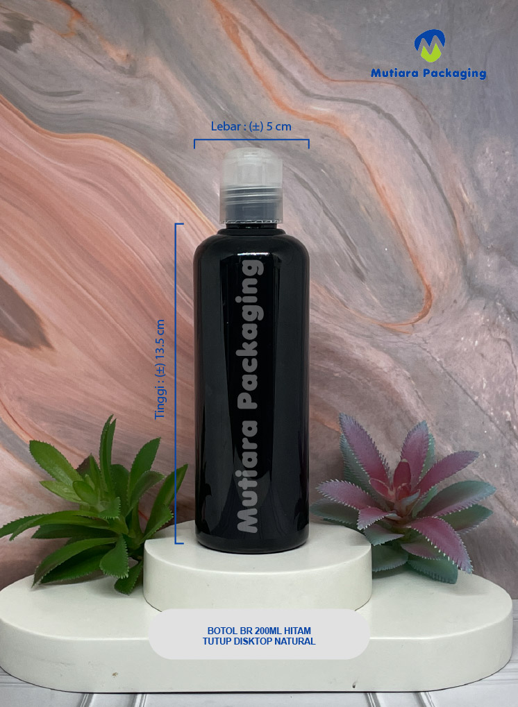 BOTOL BR 200 ML HITAM TUTUP DISKTOP NATURAL