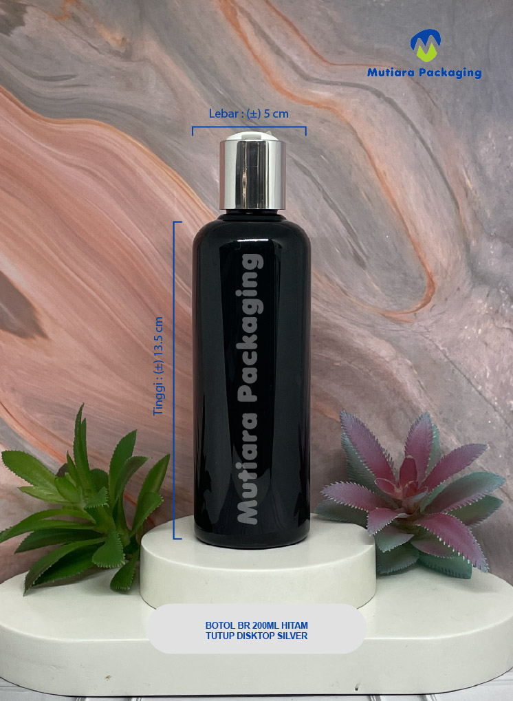 BOTOL BR 200 ML HITAM TUTUP DISKTOP SILVER