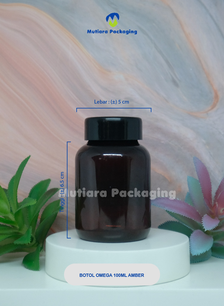 BOTOL OMEGA 100ML AMBER