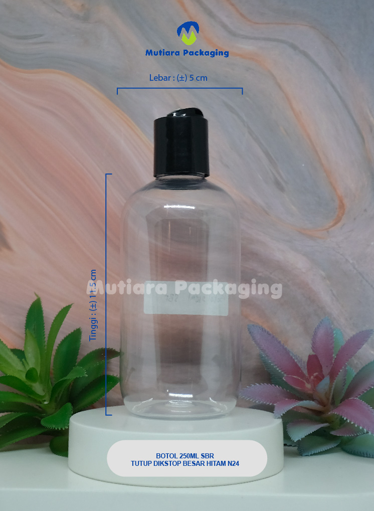 BOTOL SBR 250ML TUTUP DISKTOP BESAR HITAM N24