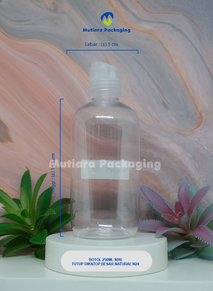 BOTOL SBR 250ML TUTUP DIKSTOP BESAR NATURAL N24