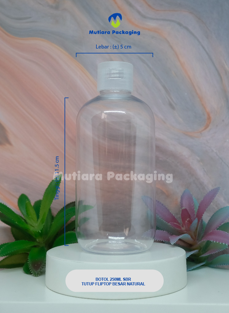 BOTOL SBR 250ML TUTUP FLIPTOP NATURAL