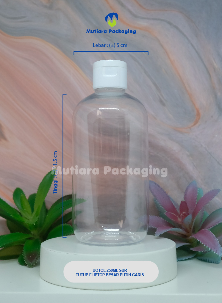 BOTOL SBR 250ML TUTUP FLIPTOP PUTIH GARIS
