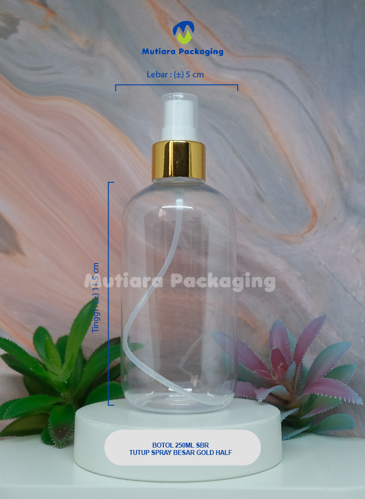 BOTOL SBR 250ML TUTUP SPRAY BESAR HALF GOLD