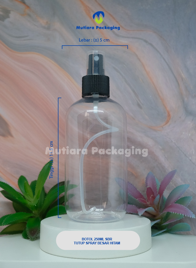 BOTOL SBR 250ML TUTUP SPRAY BESAR HITAM